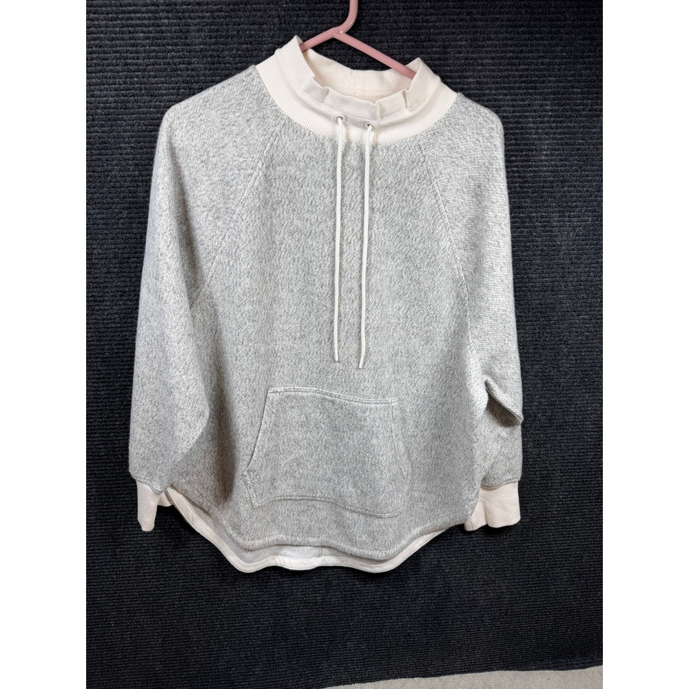 Lou & Grey Gray Marled Mock Neck Drawstring Pullover Sweatshirt Large RN140923